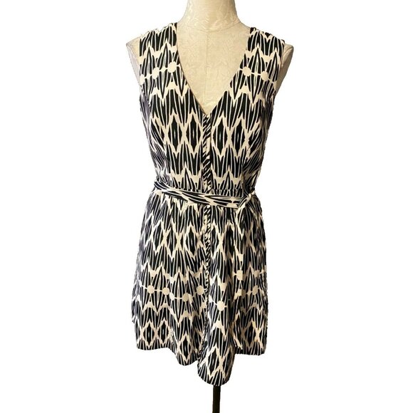 Tracy Reese Plenty Dress Brown Cream 6 Small Washable W Belt Sleeveless A Line - Picture 2 of 6